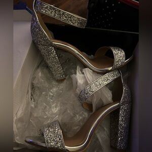 Torrid Block Heeled Silver Sandals